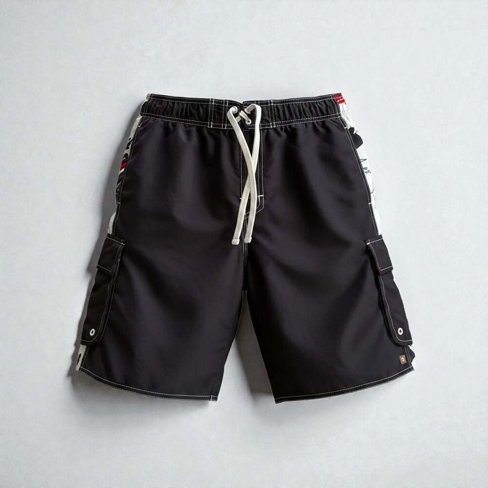 Hang Ten Men MEDIUM Swim Shorts Trunks 5 Pocket Elastic Waist Mesh Brief Liner